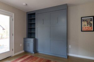 Vertical queen Shaker Murphy bed painted in Cadet