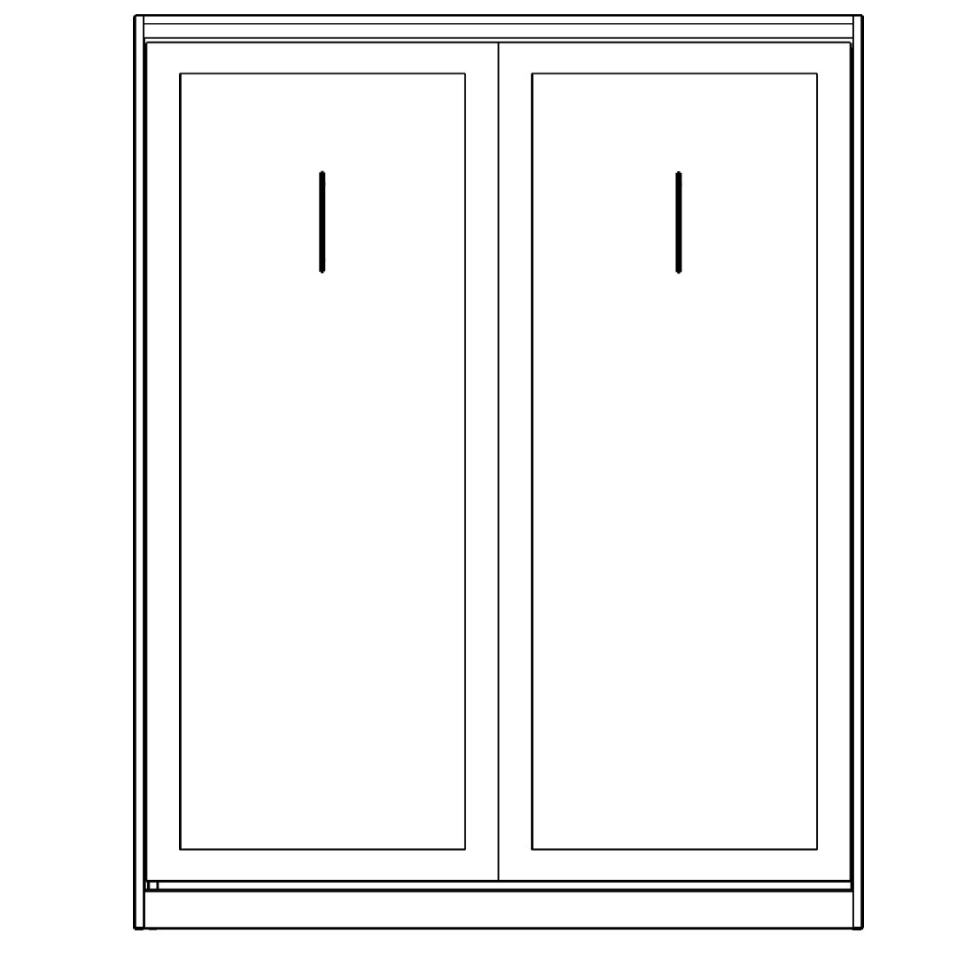 Alternative Text: Line drawing of the Rivington Murphy bed design featuring clean, recessed panel doors, custom handcrafted in Austin, TX.