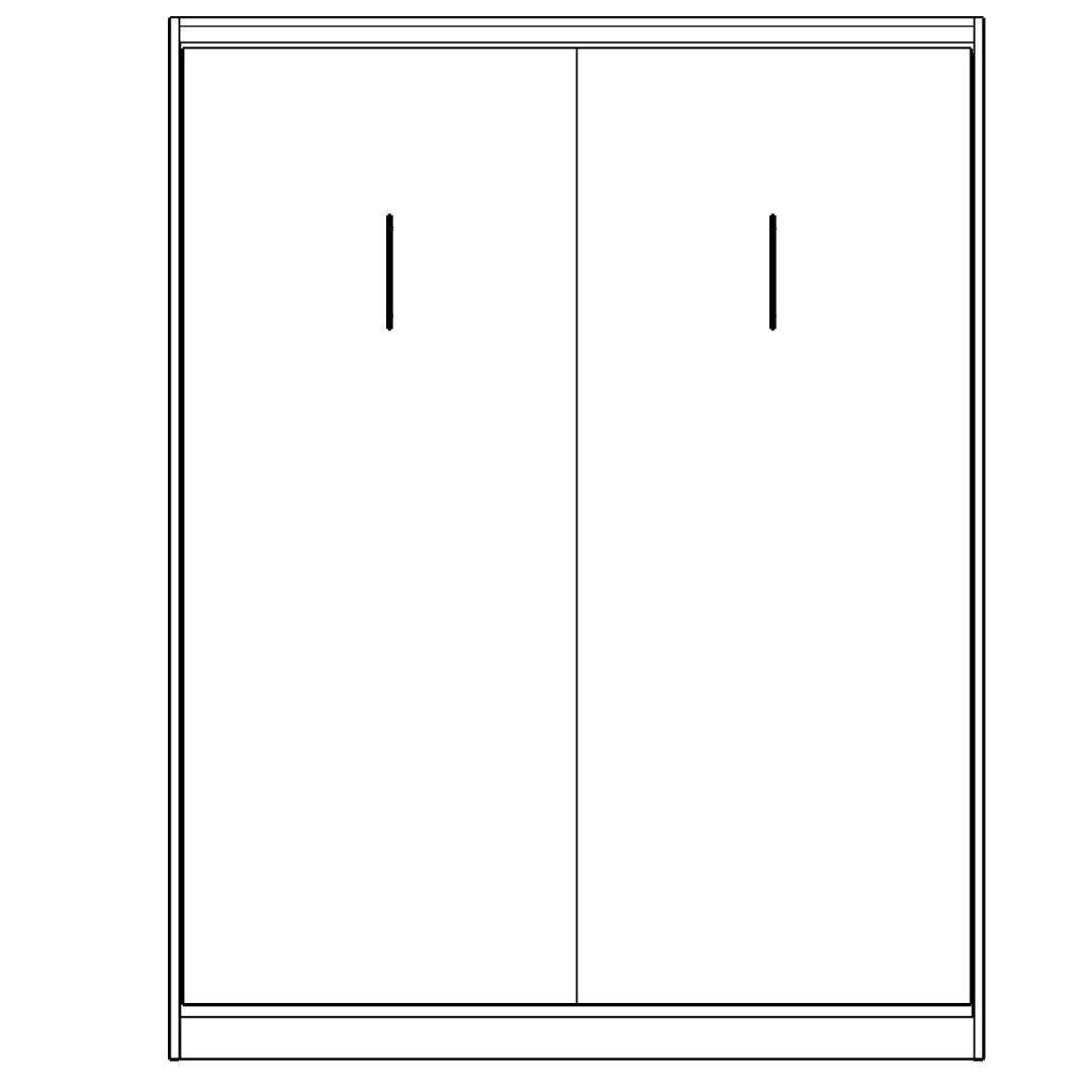 Line drawing of the Velar Murphy bed design featuring a seamless, ultra-modern flat-panel face, custom handcrafted in Austin, TX.